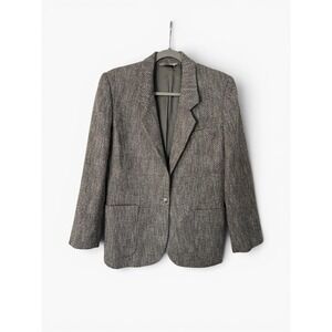 Richard Evans Petites Gray Wool Tweed Blazer Womens Size 10 USA